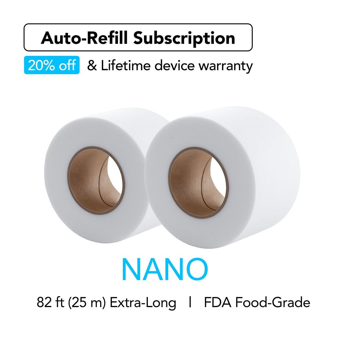 Two N-Clear Nano fleece rolls for Auto-Refill delivery