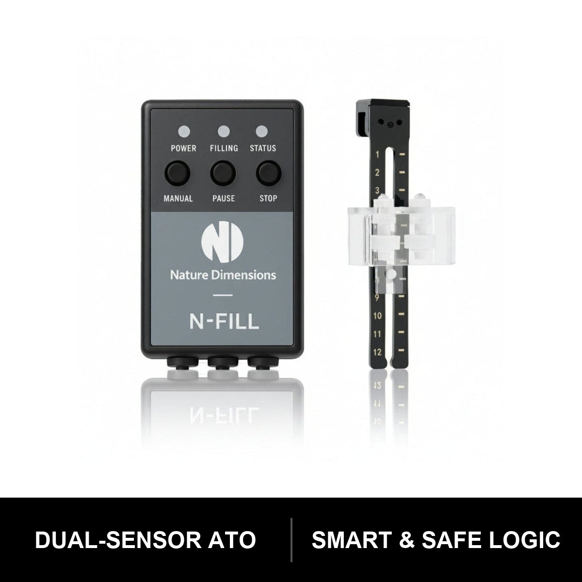 N-Fill Smart ATO main image with dual-sensor ATO and smart safe logic bottom bar